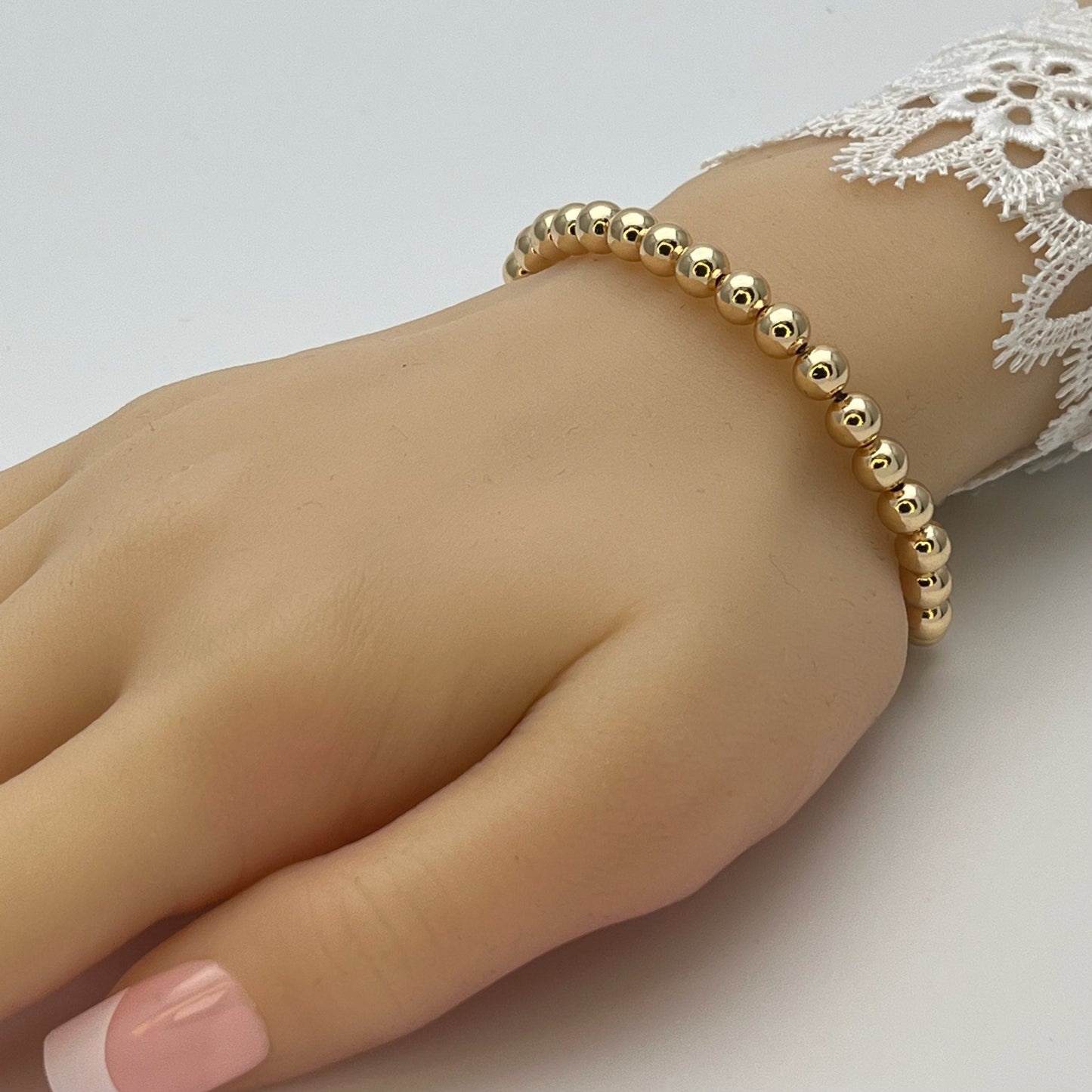 6MM - Handmade Gold Bead Bracelet, Gold Filled Beaded Bracelet, Signature Adjustable Size Bracelet, Dainty Stackable Bracelets, Gift for Her