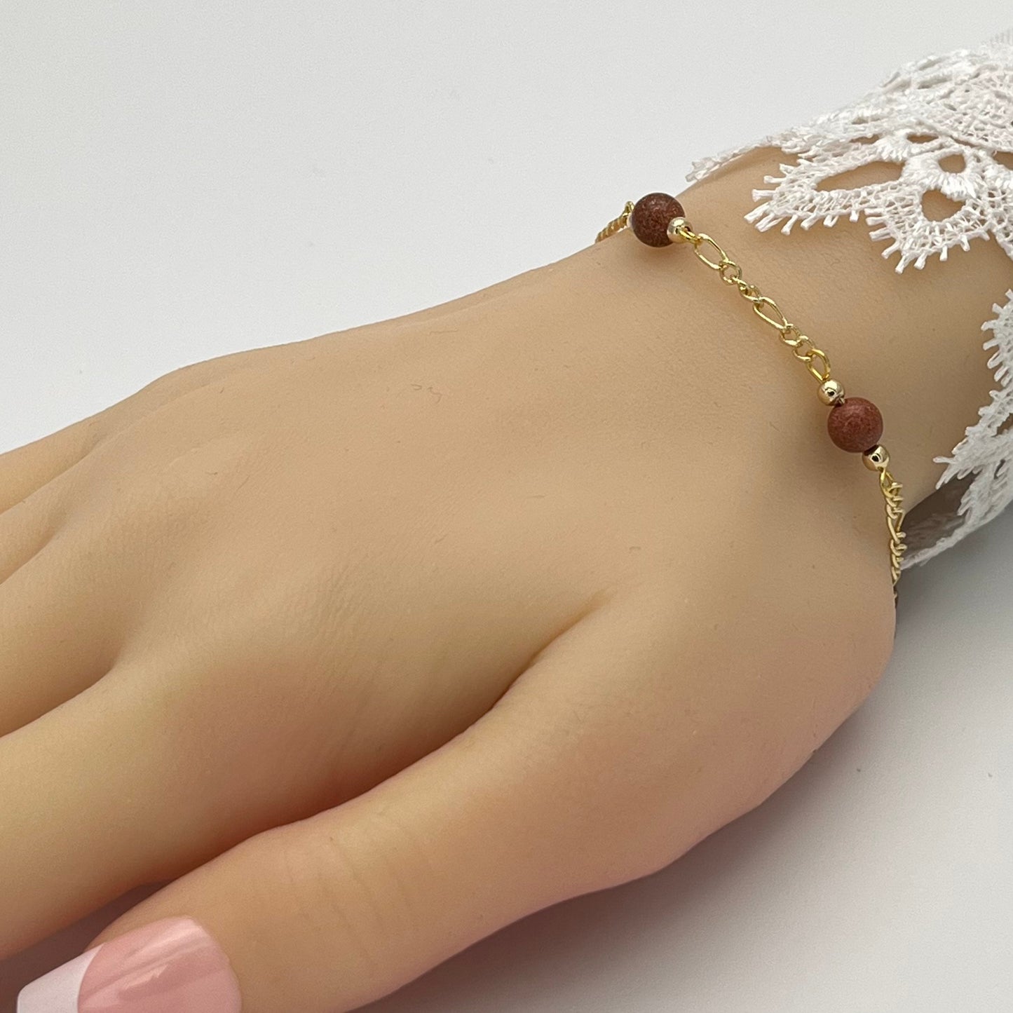 Goldstone Bead Bracelet | Gold Filled Bead Bracelet, Signature Stackable Bracelet, Adjustable Friendship Bracelet, Aventurine | Gift for Her