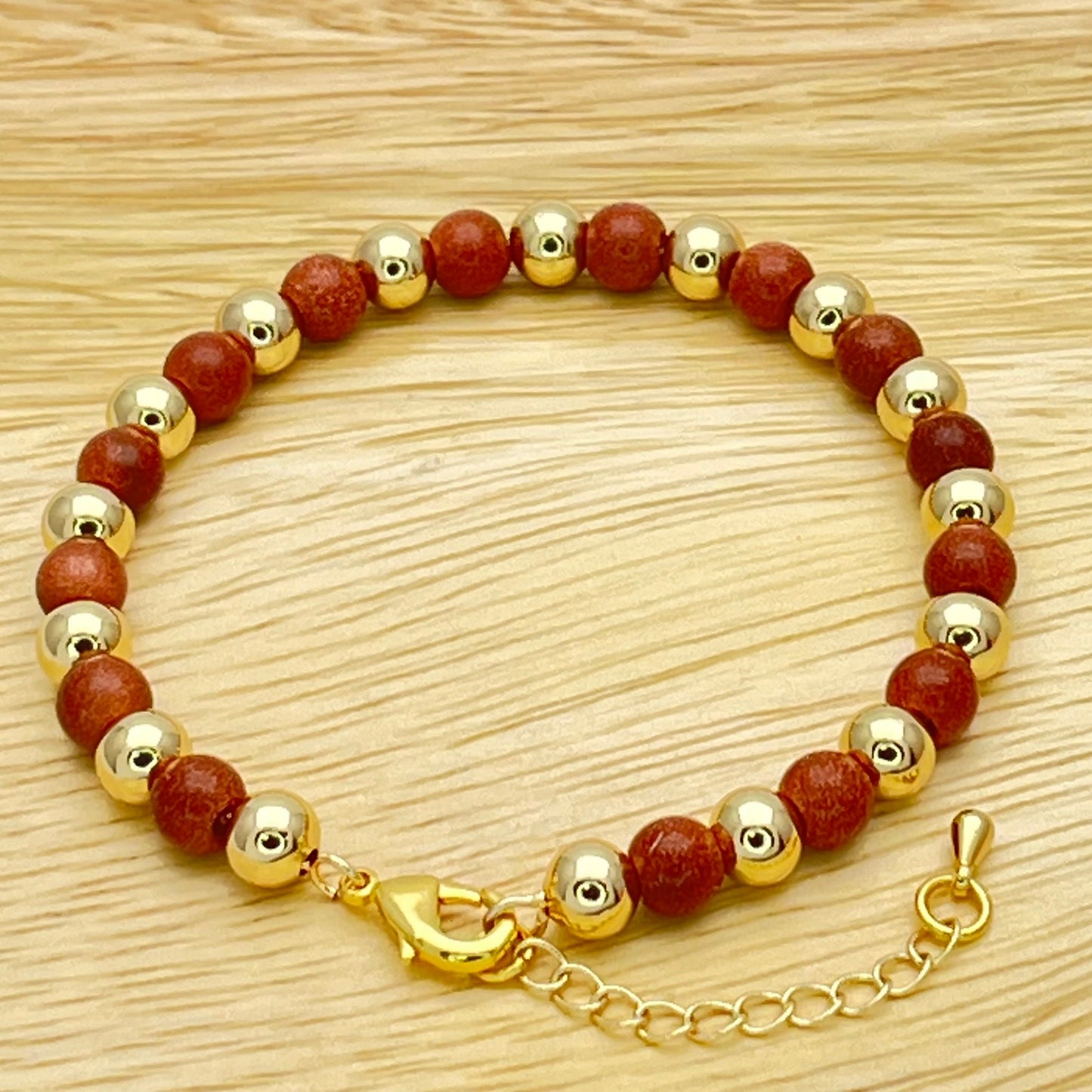 6MM Goldstone Bead Bracelet, Gold Filled Bead Bracelet, Signature Stackable Bracelet Adjustable Friendship Gift, Aventurine Gift for Her