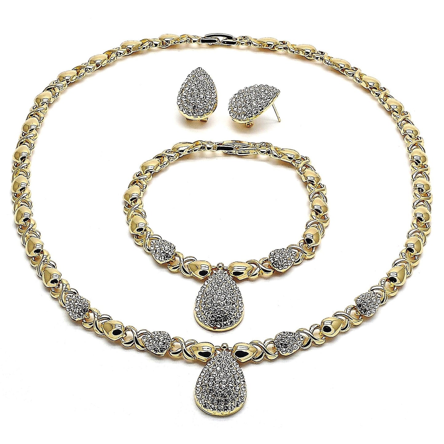 Gold Jewelry Set HUGS KISSES Gold Necklace 18K Gold Filled Over Jewelry Set XOXO Necklace Set Heart Jewelry Set Gift For Her and Gift Mom