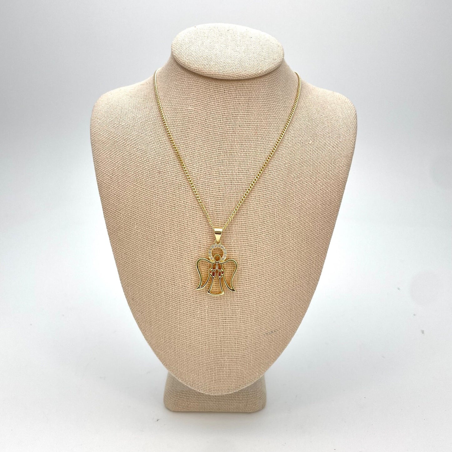 Handmade Gold Flying Angel Chain Necklace Dainty Angel Pendant With All Zirconia Wing and Chain Gold Filled Making Wholesale, Gift for her