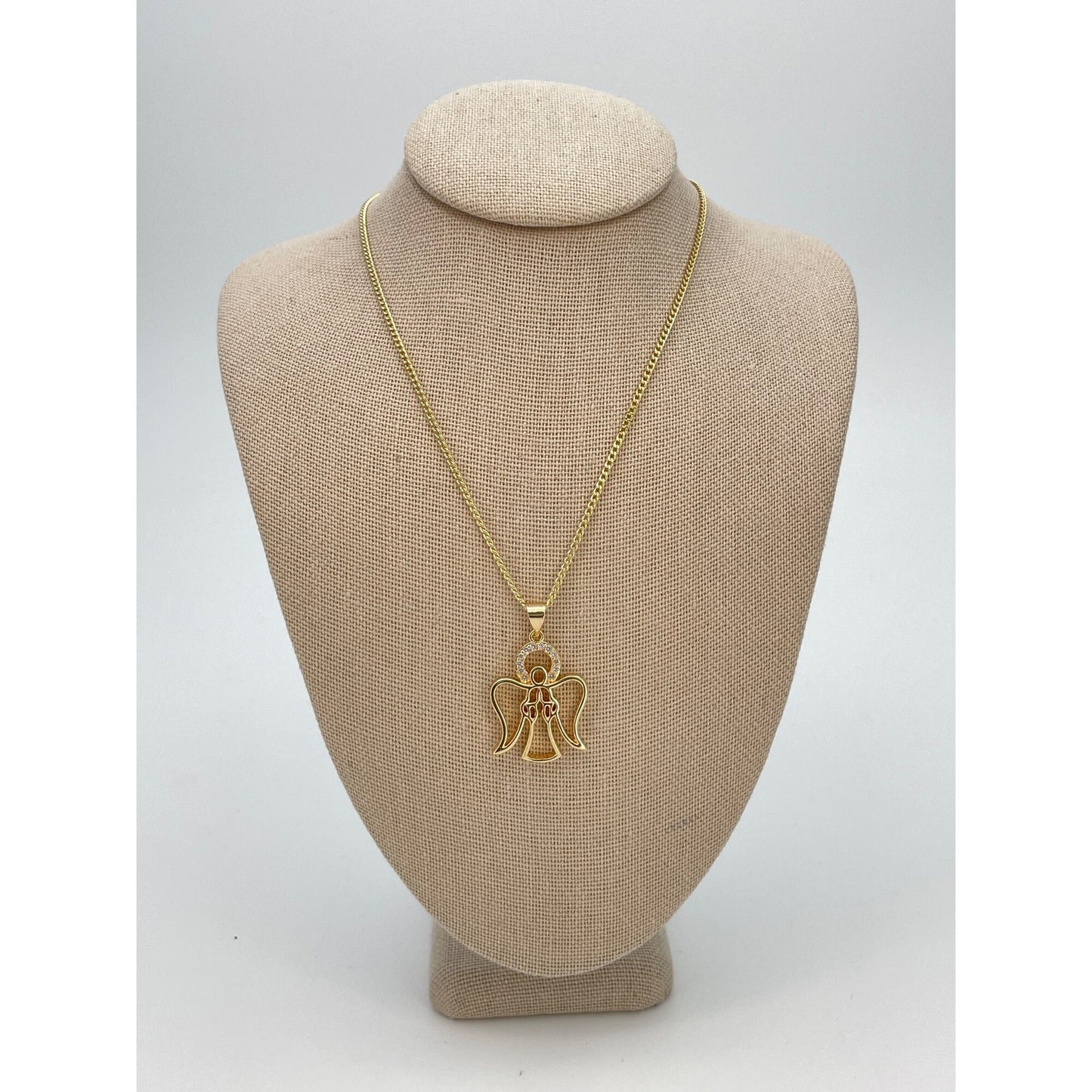 Handmade Gold Flying Angel Chain Necklace Dainty Angel Pendant With All Zirconia Wing and Chain Gold Filled Making Wholesale, Gift for her