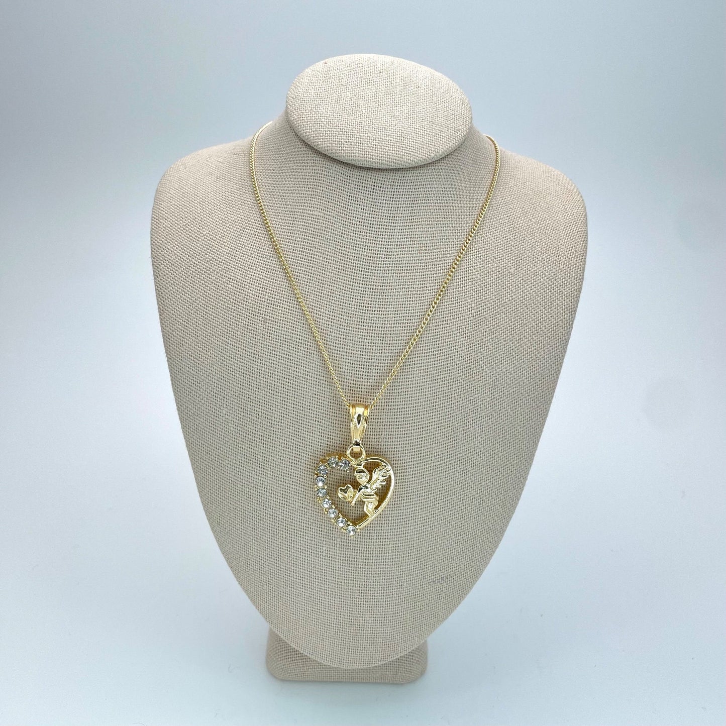 Handmade Gold loving Angel Chain Necklace Dainty Angel Pendant With All Zirconia Wing and Chain Gold Filled Making Wholesale, Gift for her
