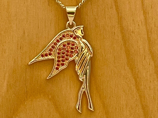 Handmade Gold Guardian Angel Chain Necklace Dainty Angel Pendant With All Zirconia Wing and Chain Gold Filled Making Wholesale, Gift for her