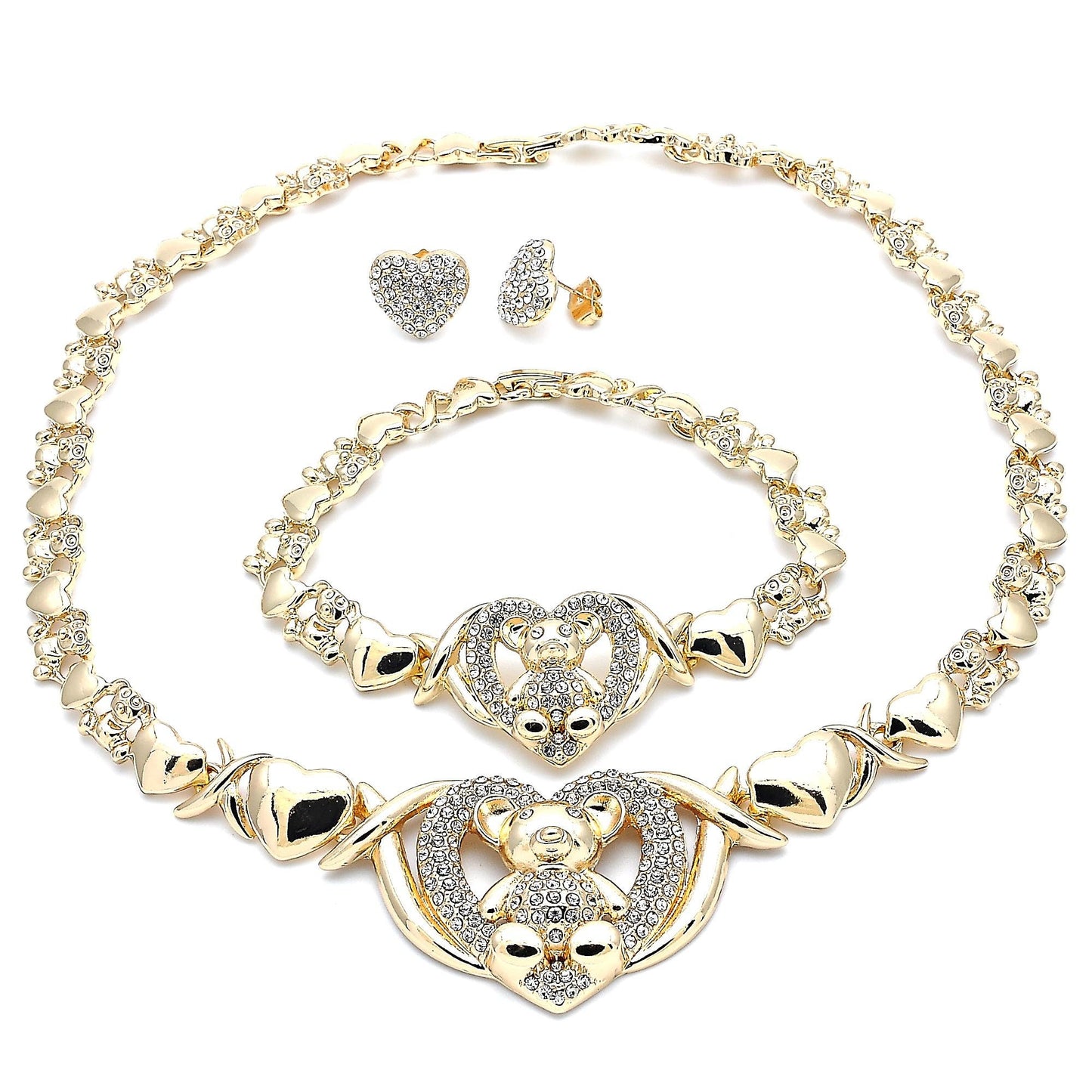 Gold Jewelry Set HUGS and KISSES Gold Necklace 18K Gold Filled Over Jewelry Set | XOXO Necklace Set | Heart Jewelry Set | Gift for Her Mom