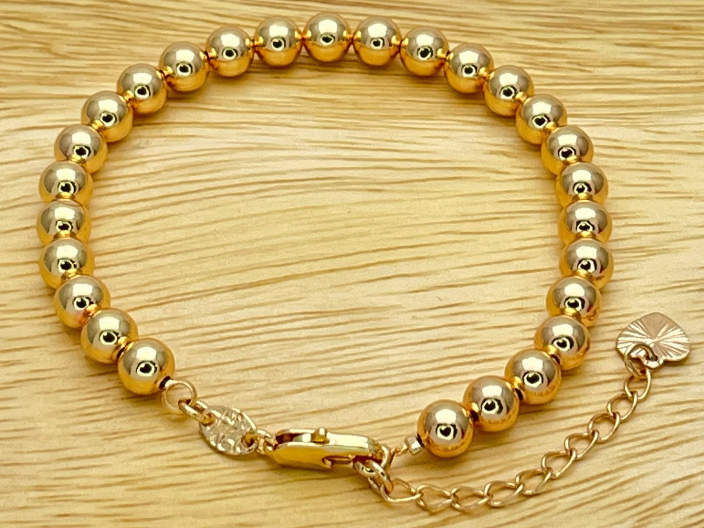 6MM - Handmade Gold Bead Bracelet, Gold Filled Beaded Bracelet, Signature Adjustable Size Bracelet, Dainty Stackable Bracelets, Gift for Her