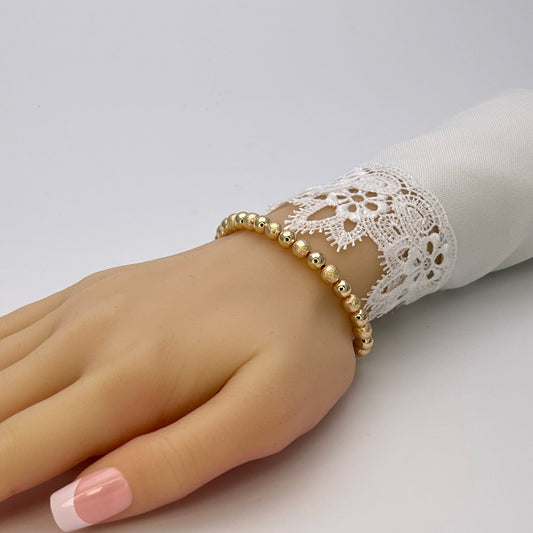 6MM Handmade Gold Bead Bracelet, Gold Filled Beaded Bracelet | Signature Adjustable Size Bracelet, Dainty Stackable Bracelets, Gift for Her