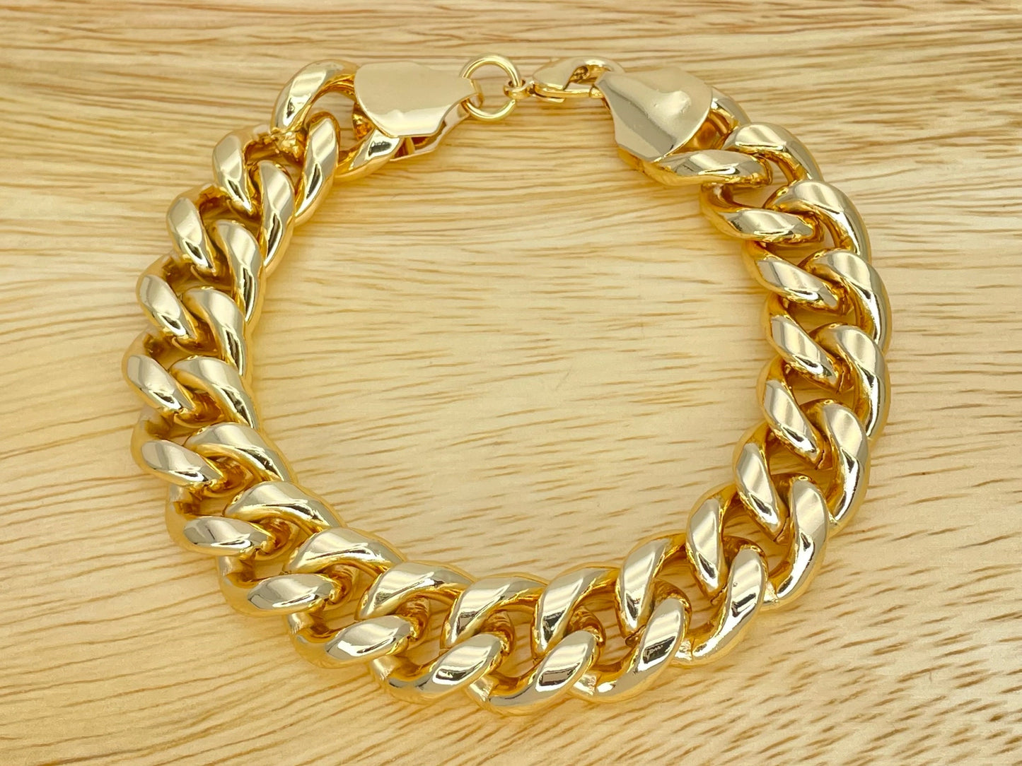Handmade 9MM Miami Cuban Gold Bracelet Gold Filled Thick Bracelet Gift Her - Excellent gift for Best Friend 14K Gold Finish