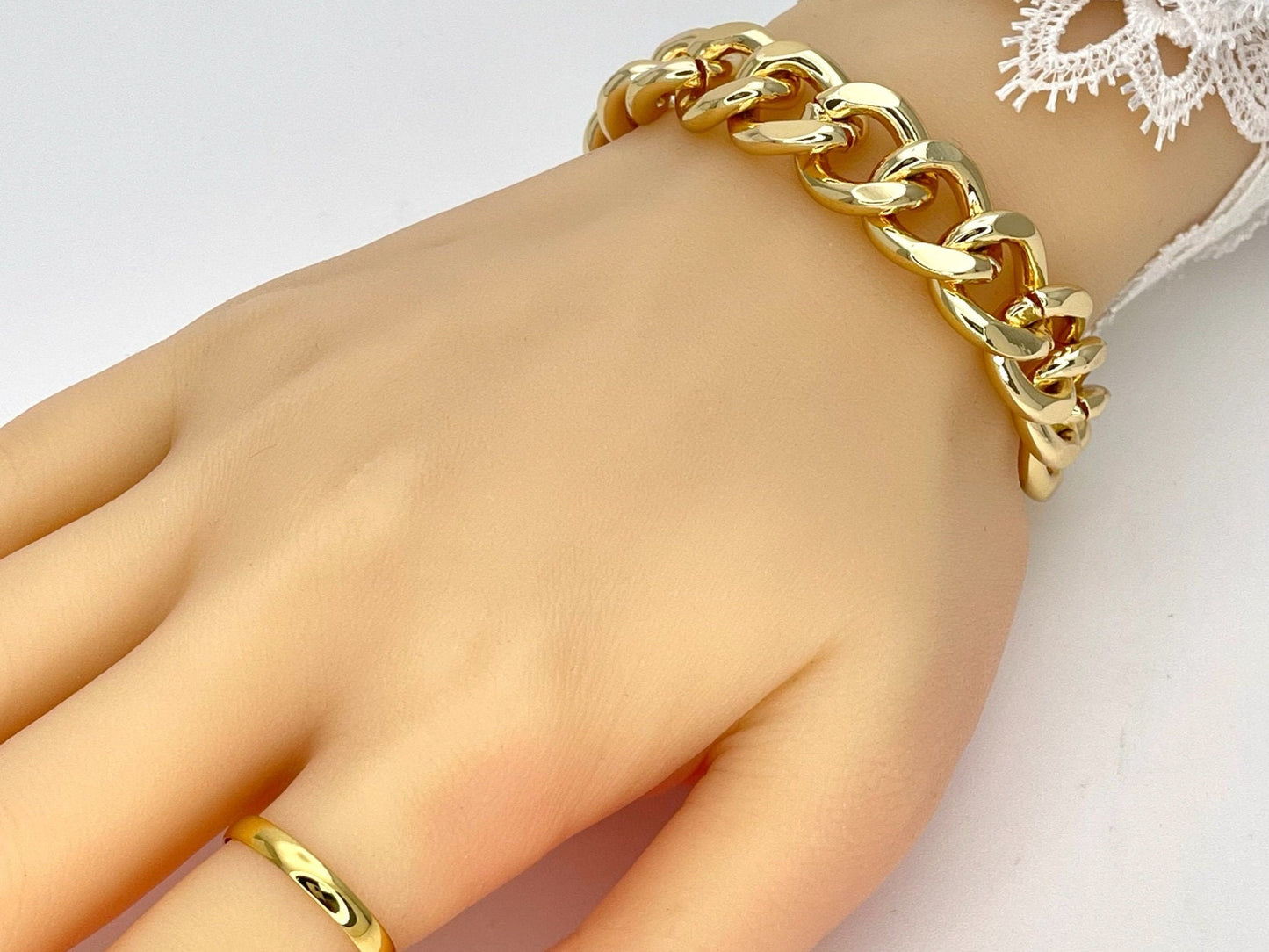 Handmade 8.5MM Miami Cuban Gold Bracelet Gold Filled Thick Bracelet Gift Her - Excellent gift for Best Friend 14K Gold Finish