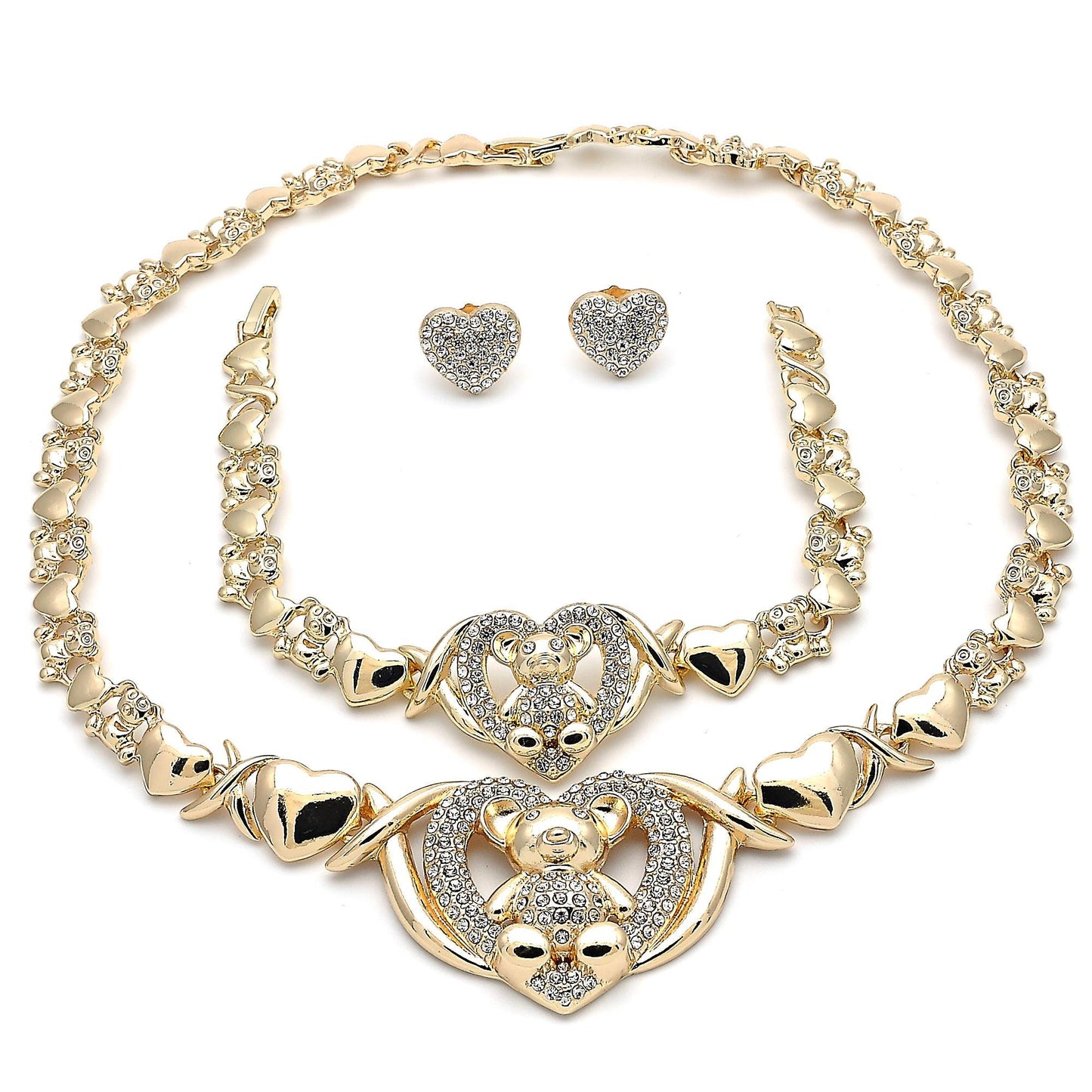 Gold Jewelry Set HUGS and KISSES Gold Necklace 18K Gold Filled Over Jewelry Set | XOXO Necklace Set | Heart Jewelry Set | Gift for Her Mom