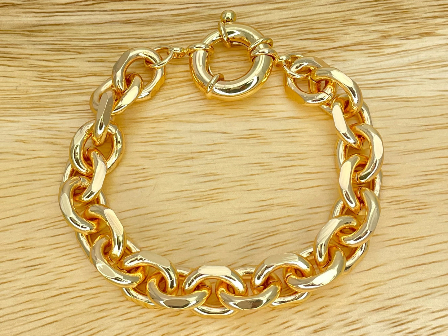 Handmade 8.0 MM Transversal Miami Cuban Gold Bracelet Gold Filled Thick Bracelet Gift Her - Excellent gift for Best Friend 14K Gold Finish