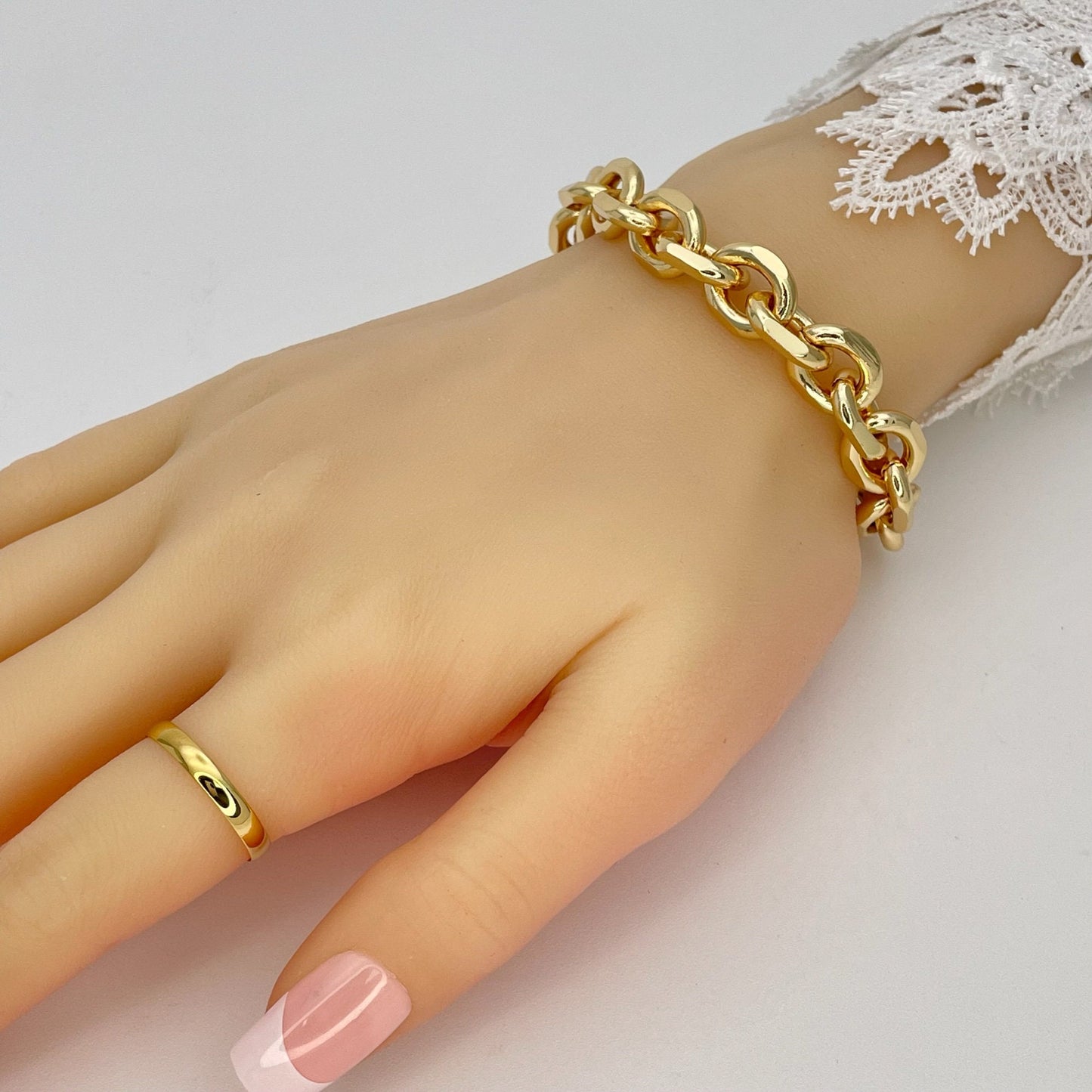 Handmade 8.0 MM Transversal Miami Cuban Gold Bracelet Gold Filled Thick Bracelet Gift Her - Excellent gift for Best Friend 14K Gold Finish