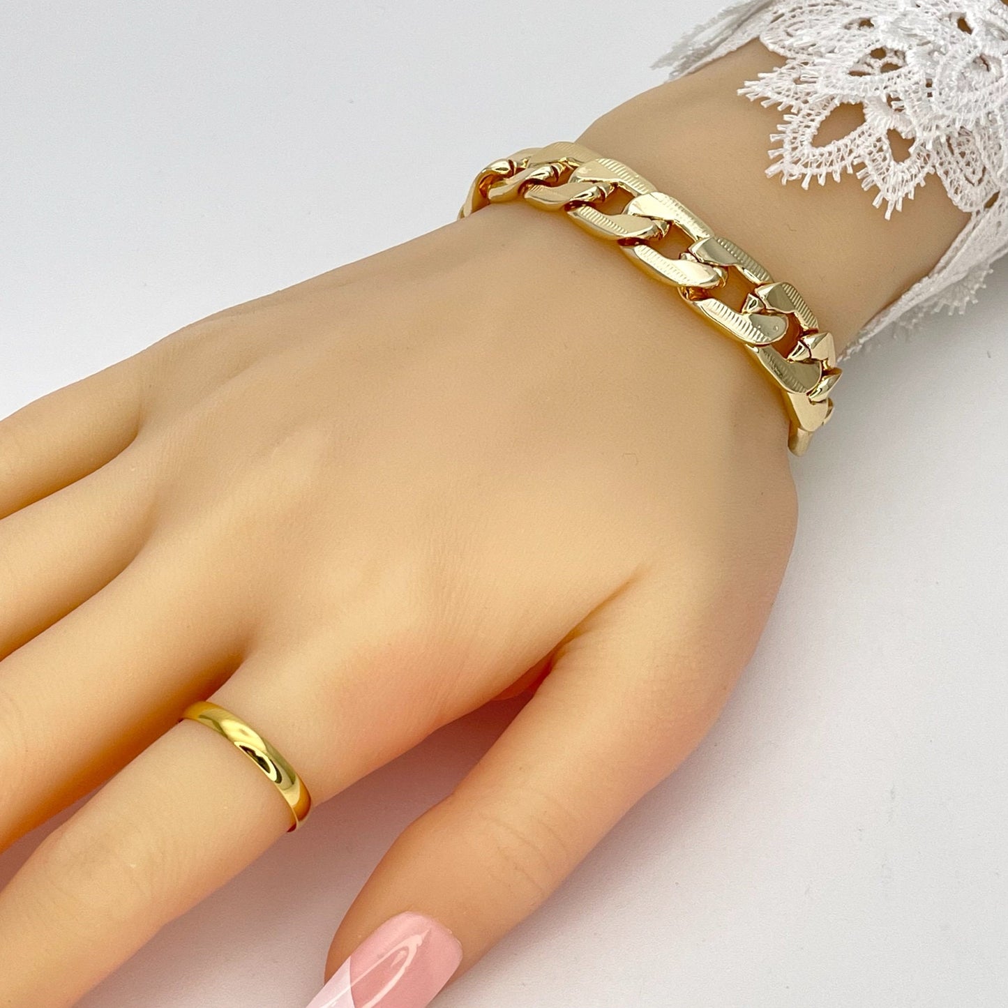 9MM Handmade Pave Miami Cuban Gold Bracelet Gold Filled Thick Bracelet Diamond Cut, Gift Her or Best Friend, Gold Finish SKU140781 or 142034