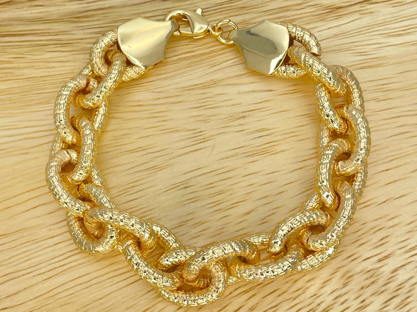 Handmade 8.0 MM Transversal Miami Cuban Gold Bracelet Gold Filled Thick Bracelet Diamond Cut, Gift Her, gift for Best Friend 14K Gold Finish