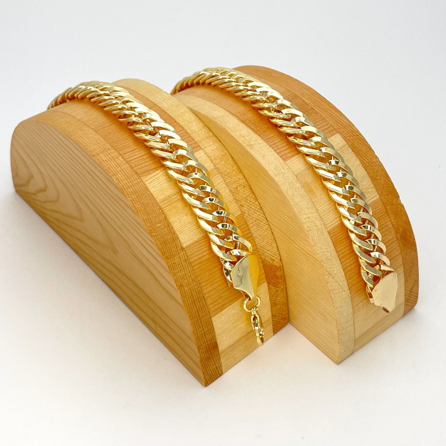 9MM Handmade Statement Plain Double Link Gold Chain Bracelet, Gift Her, Gold Filled Statement Dainty but Chunky Double Link Chain Bracelet