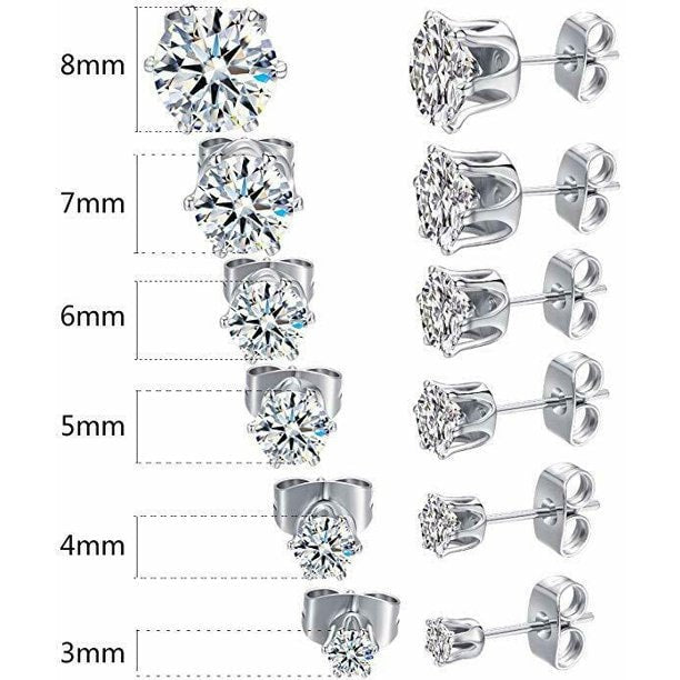 Handmade Sterling Silver CZ Stud Earrings - 2mm to 12mm - Dainty, Elegant, Hypoallergenic, Perfect for Weddings, Gifts and All Occasions