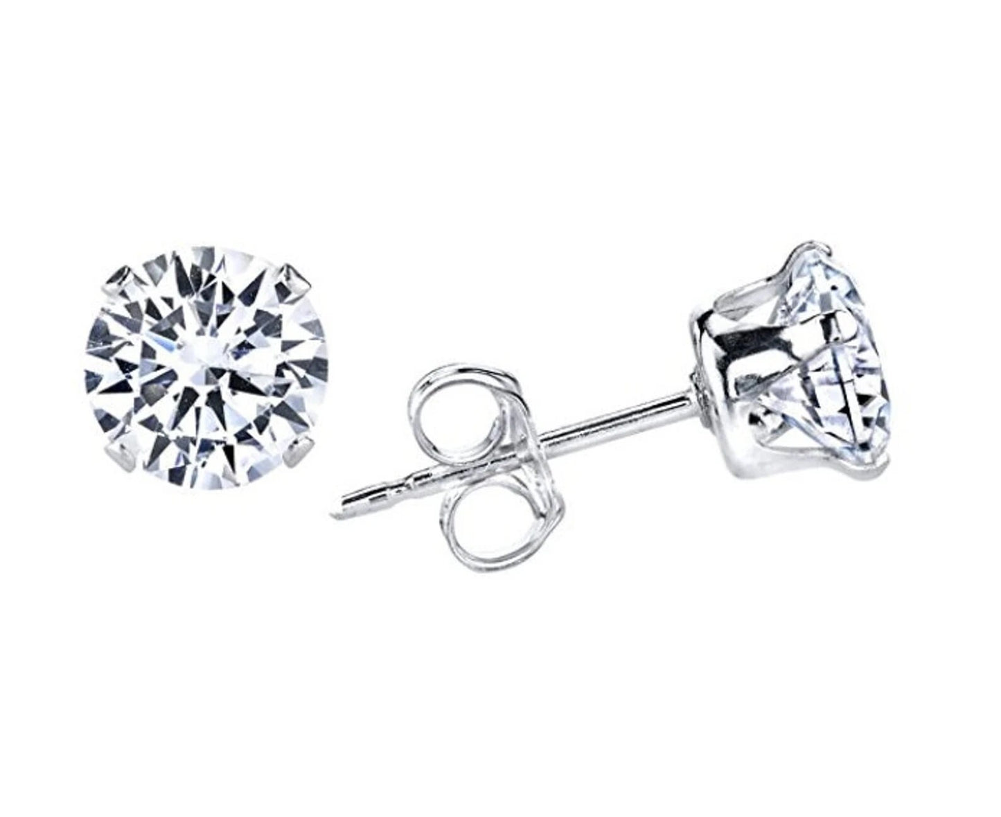 Handmade Sterling Silver CZ Stud Earrings - 2mm to 12mm - Dainty, Elegant, Hypoallergenic, Perfect for Weddings, Gifts and All Occasions