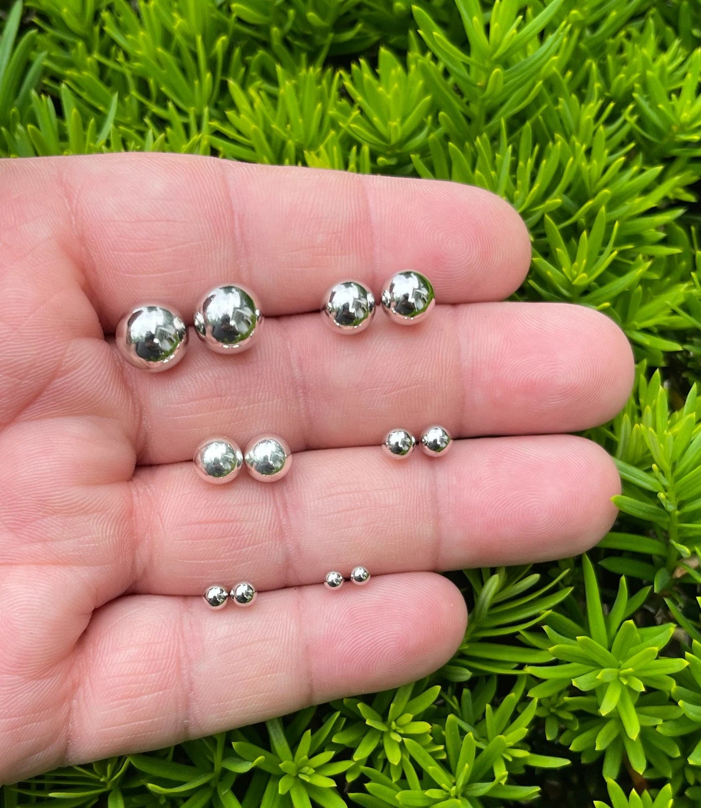 Handmade Sterling Silver Stud Ball Earrings Hypoallergenic, Non-Tarnish, Affordable, 2mm to 12mm A Gift for Her or Mom - Accepting Wholesale