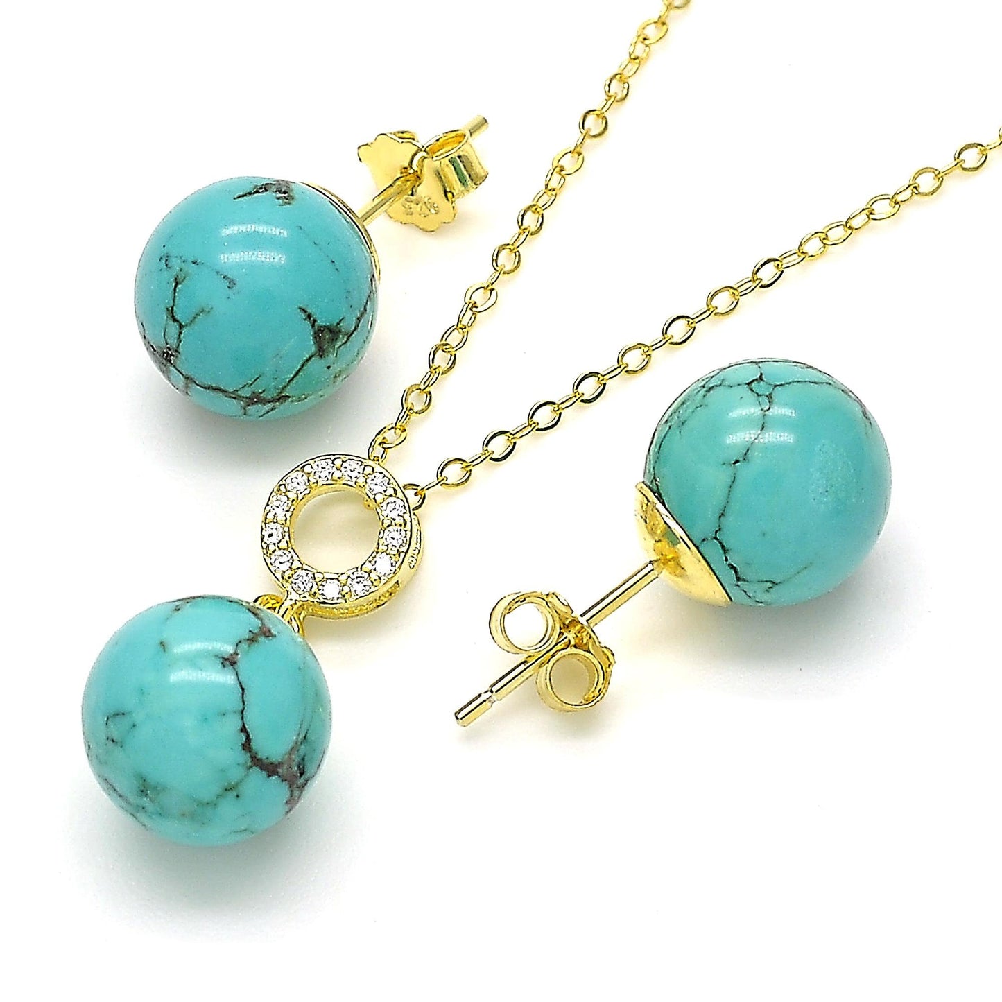 6MM to 12MM - Real Solid Sterling Silver & Blue Turquoise Ball Stud Earrings or 3 Pieces Set, 925 Sterling Silver, Bridesmaid Gift for Her