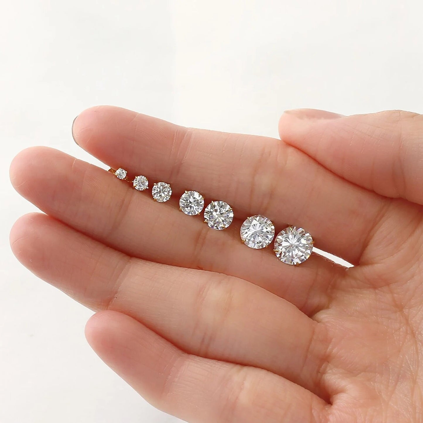 Handmade Sterling Silver CZ Stud Earrings - 2mm to 12mm - Dainty, Elegant, Hypoallergenic, Perfect for Weddings, Gifts and All Occasions