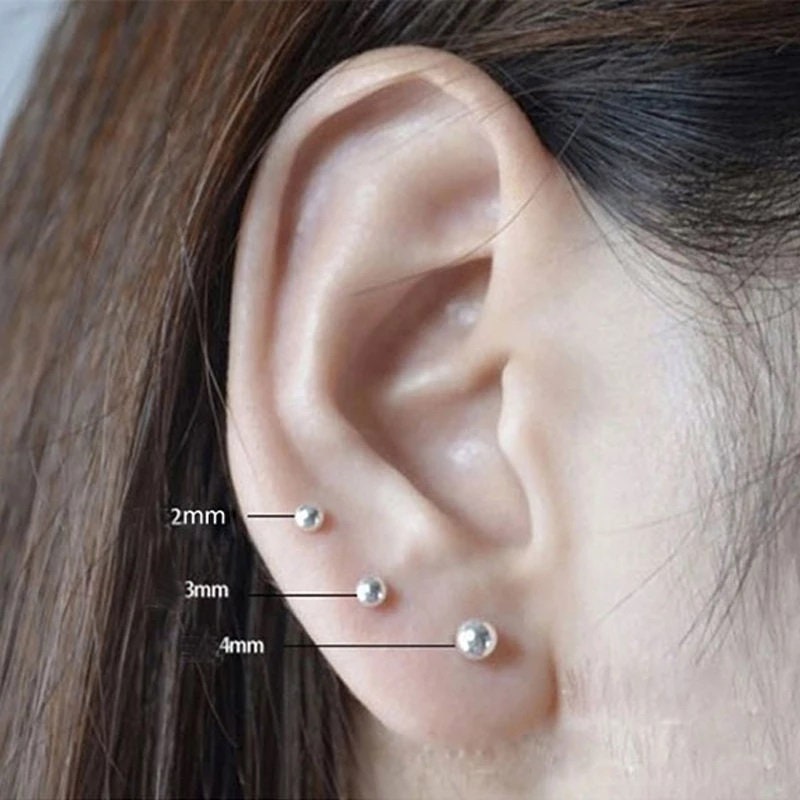 Handmade Sterling Silver Stud Ball Earrings Hypoallergenic, Non-Tarnish, Affordable, 2mm to 12mm A Gift for Her or Mom - Accepting Wholesale