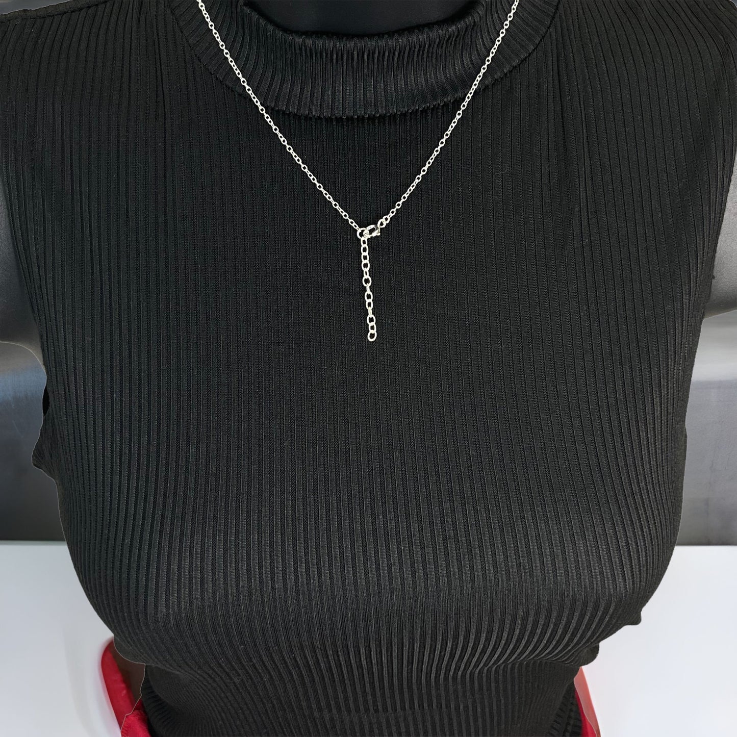 Real Silver Necklace With Diamond CZ Charm • Minimalist Real Silver Jewelry Wholesale Findings • Real Sterling Silver Gift • Solitaire Charm
