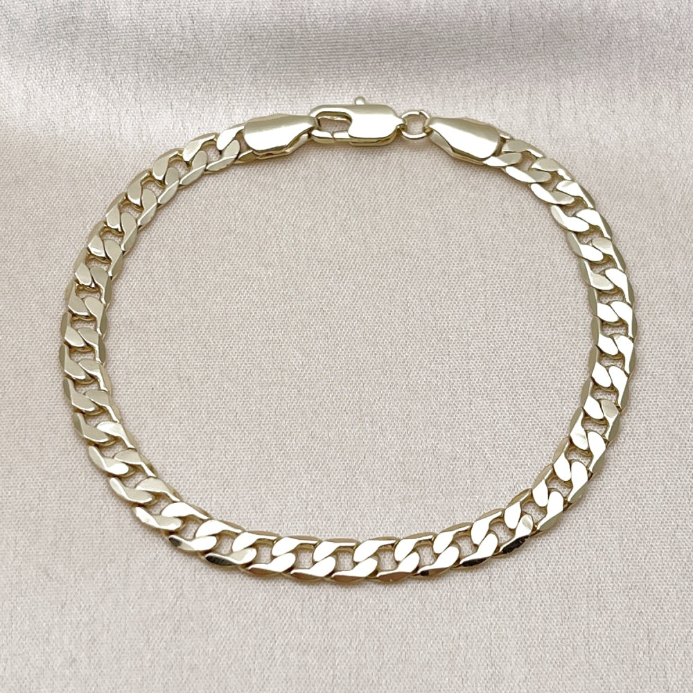 Oro Laminado Basic Bracelet, Gold Filled Style Curb Design, Polished, Golden Finish