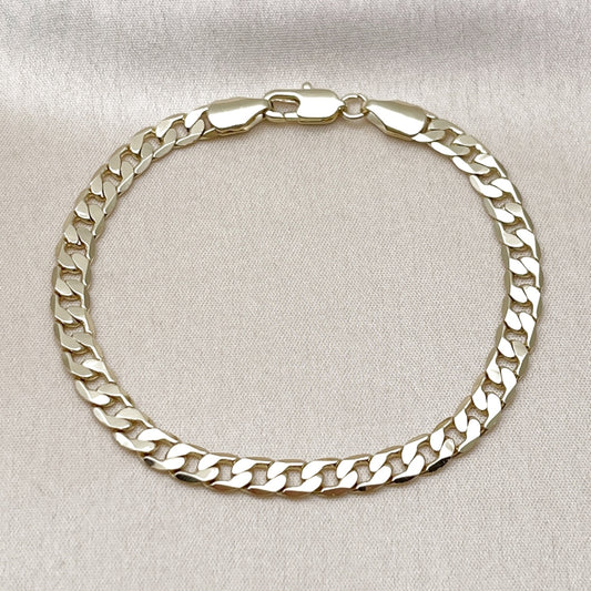 Oro Laminado Basic Bracelet, Gold Filled Style Curb Design, Polished, Golden Finish