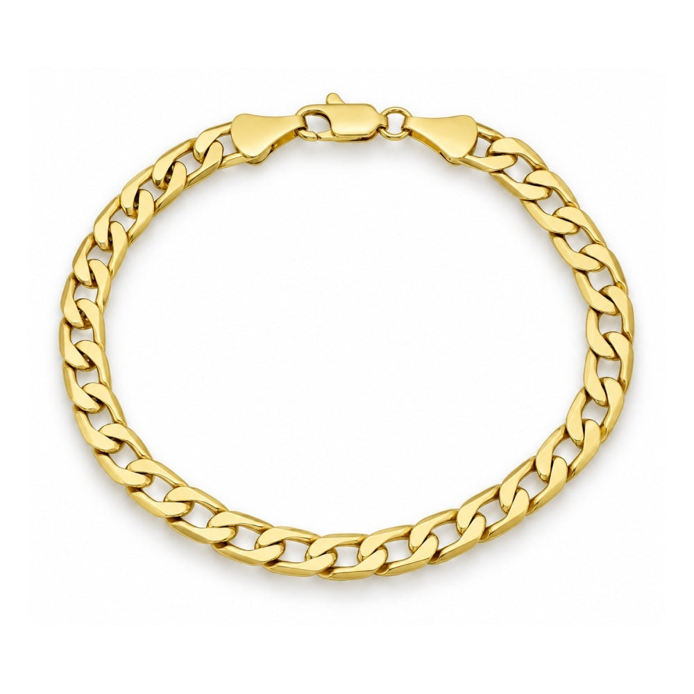 Oro Laminado Basic Bracelet, Gold Filled Style Curb Design, Polished, Golden Finish