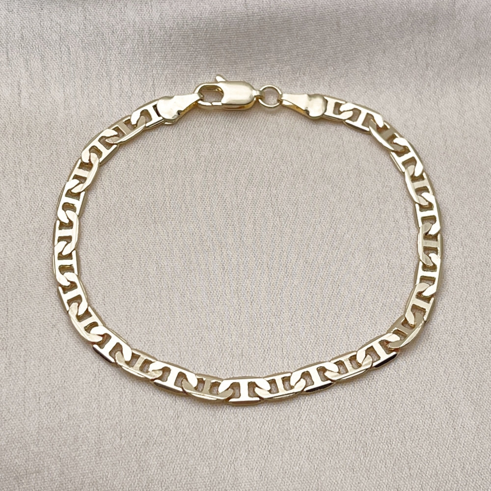 Oro Laminado Basic Bracelet, Gold Filled Style Mariner and Mariner Design, Polished, Golden Finish