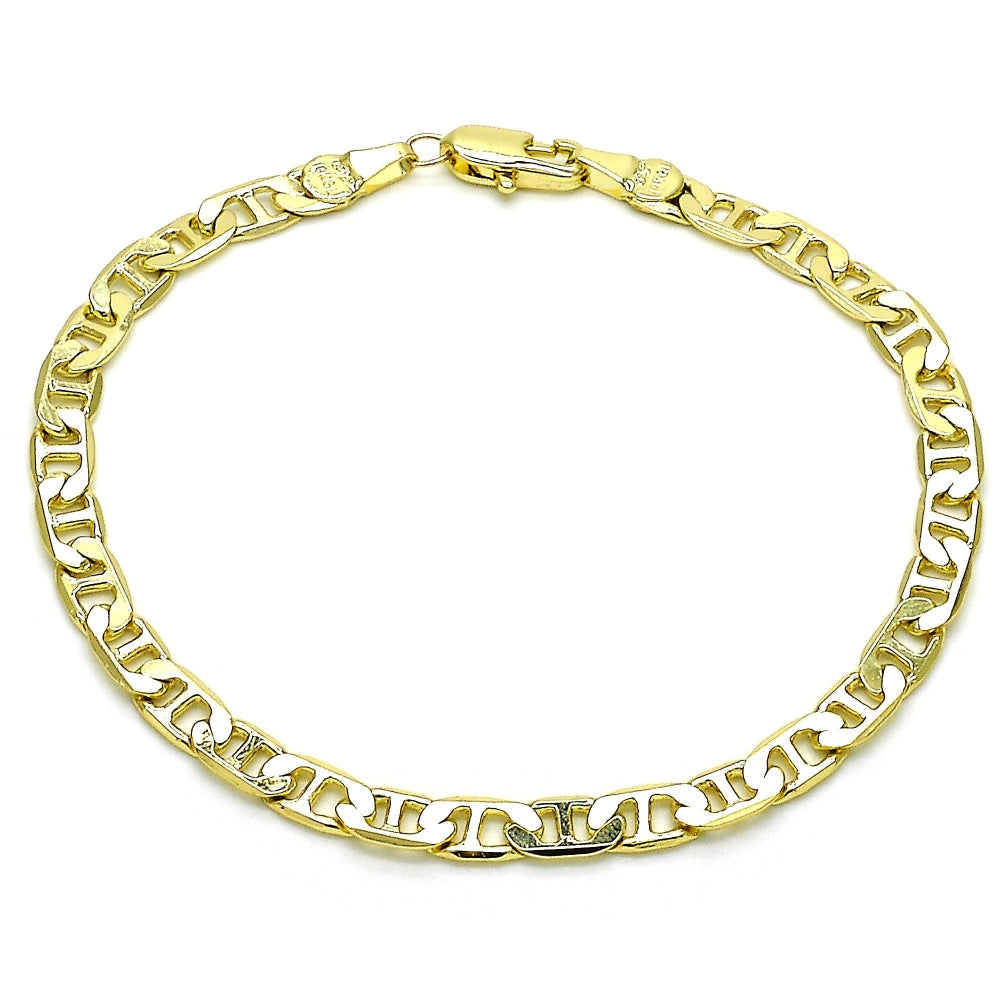 Oro Laminado Basic Bracelet, Gold Filled Style Mariner and Mariner Design, Polished, Golden Finish