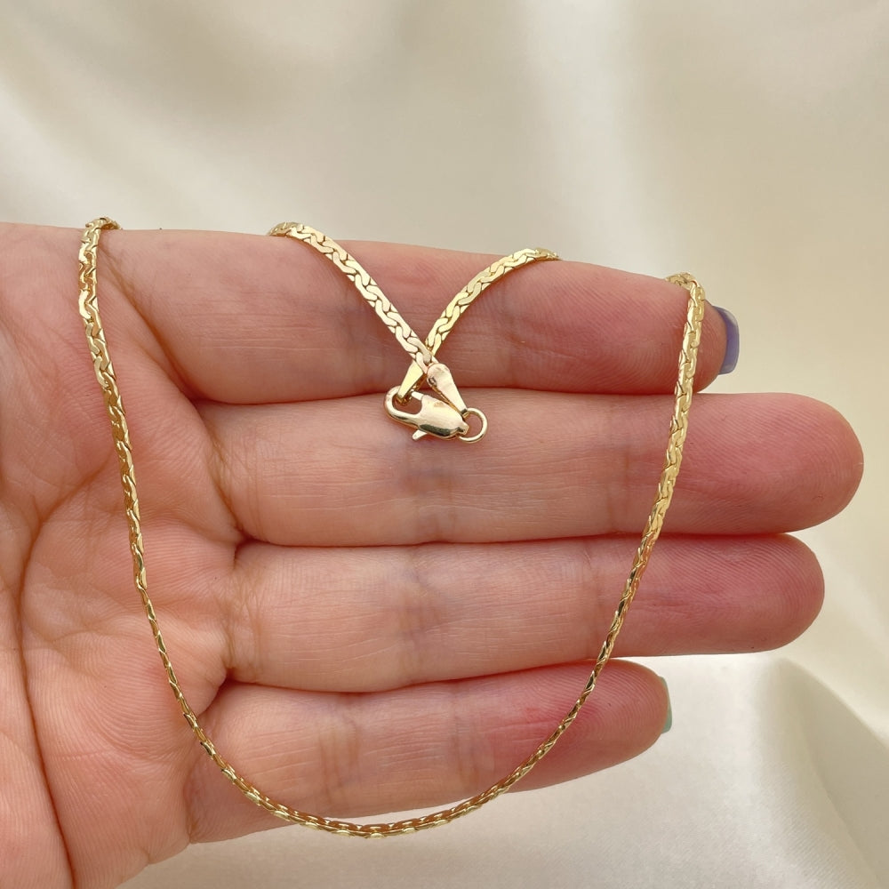 Oro Laminado Basic Necklace, Gold Filled Style Long Box Design, Polished, Golden Finish