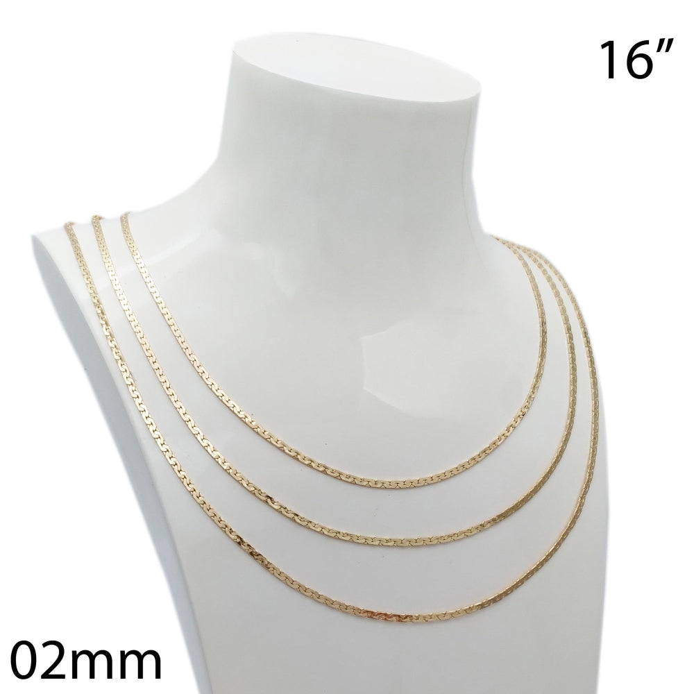 Oro Laminado Basic Necklace, Gold Filled Style Long Box Design, Polished, Golden Finish