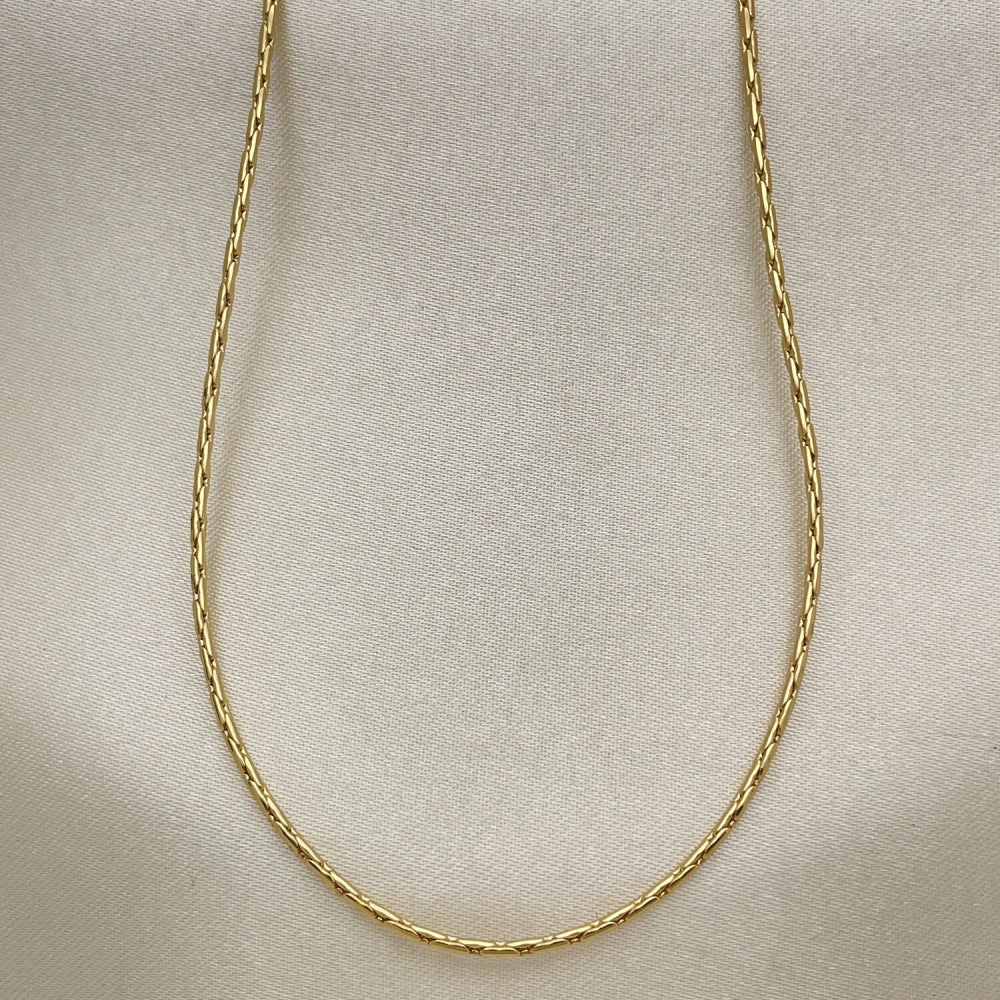 Oro Laminado Basic Necklace, Gold Filled Style Long Box Design, Polished, Golden Finish