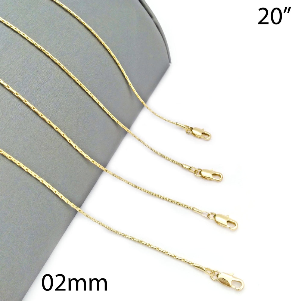 Oro Laminado Basic Necklace, Gold Filled Style Long Box Design, Polished, Golden Finish