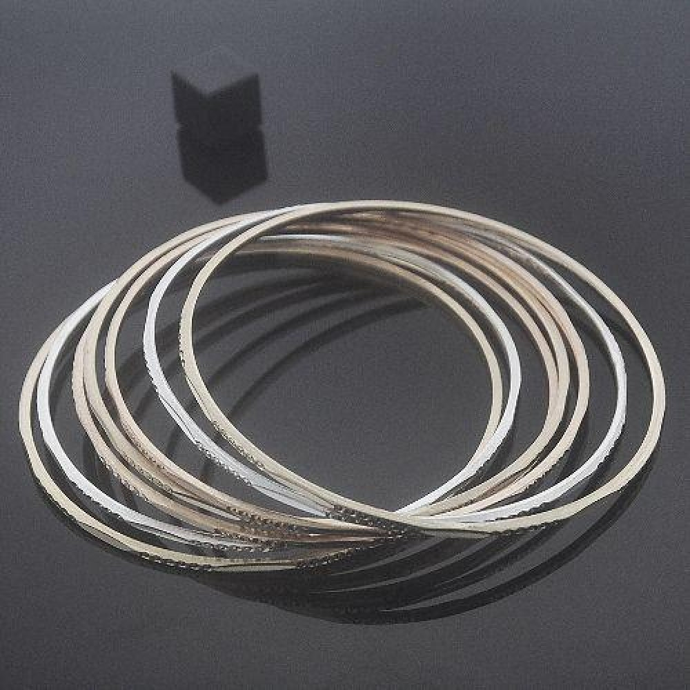 Gold Plated Semanario Bangle, Diamond Cutting Finish, Tricolor