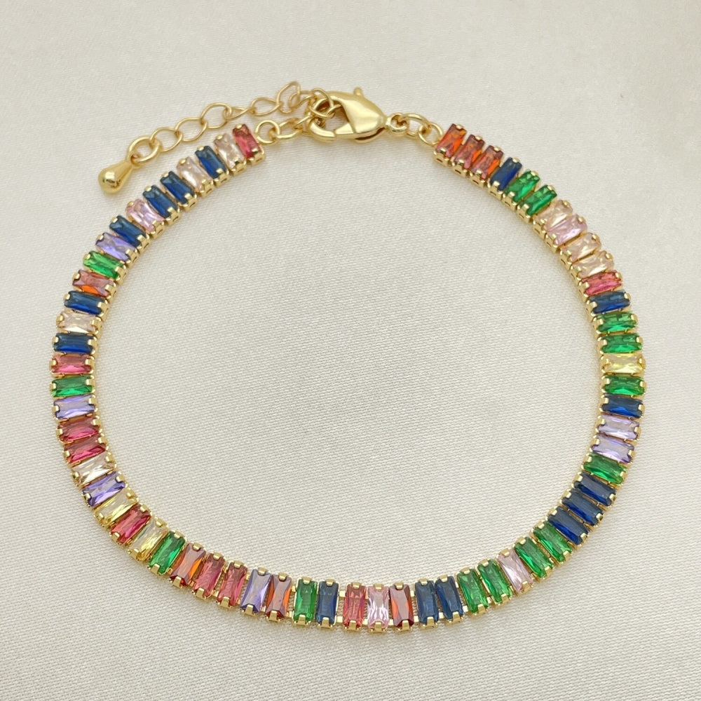 7" Multicolor Stone Adjustable Bracelet - Handmade With the Highest Craftsmanship - Gold Filled Bracelets - 03.130.0008.4.07