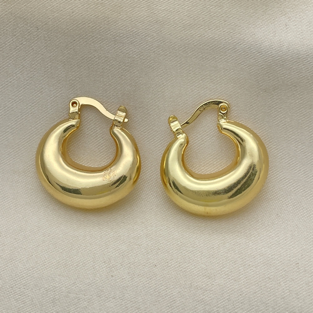 Chunky, Thick Earring Hoop Handmade Puff in Very Light Weight and yet Bold Gold small Hoops - Smooth Gold Filled Style - 02.163.0158.20