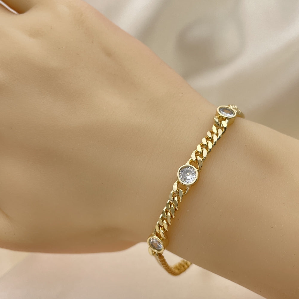 7" Adjustable Bracelet w/ White CZ Handmade With the Highest Craftsmanship Gold Filled Bracelets 03.213.0167.1.07