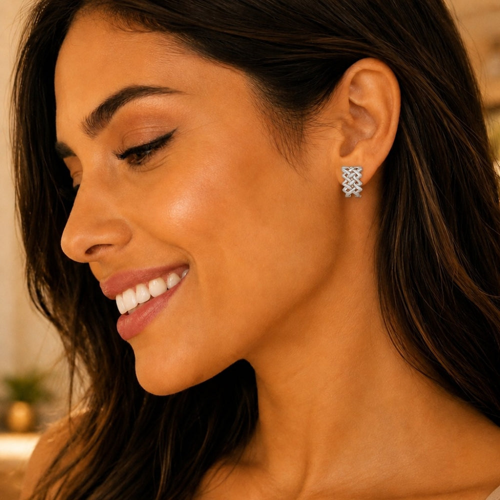 White Gold Filled Stud Earring, Polished, Rhodium Finish