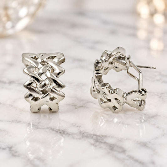 White Gold Filled Stud Earring, Polished, Rhodium Finish