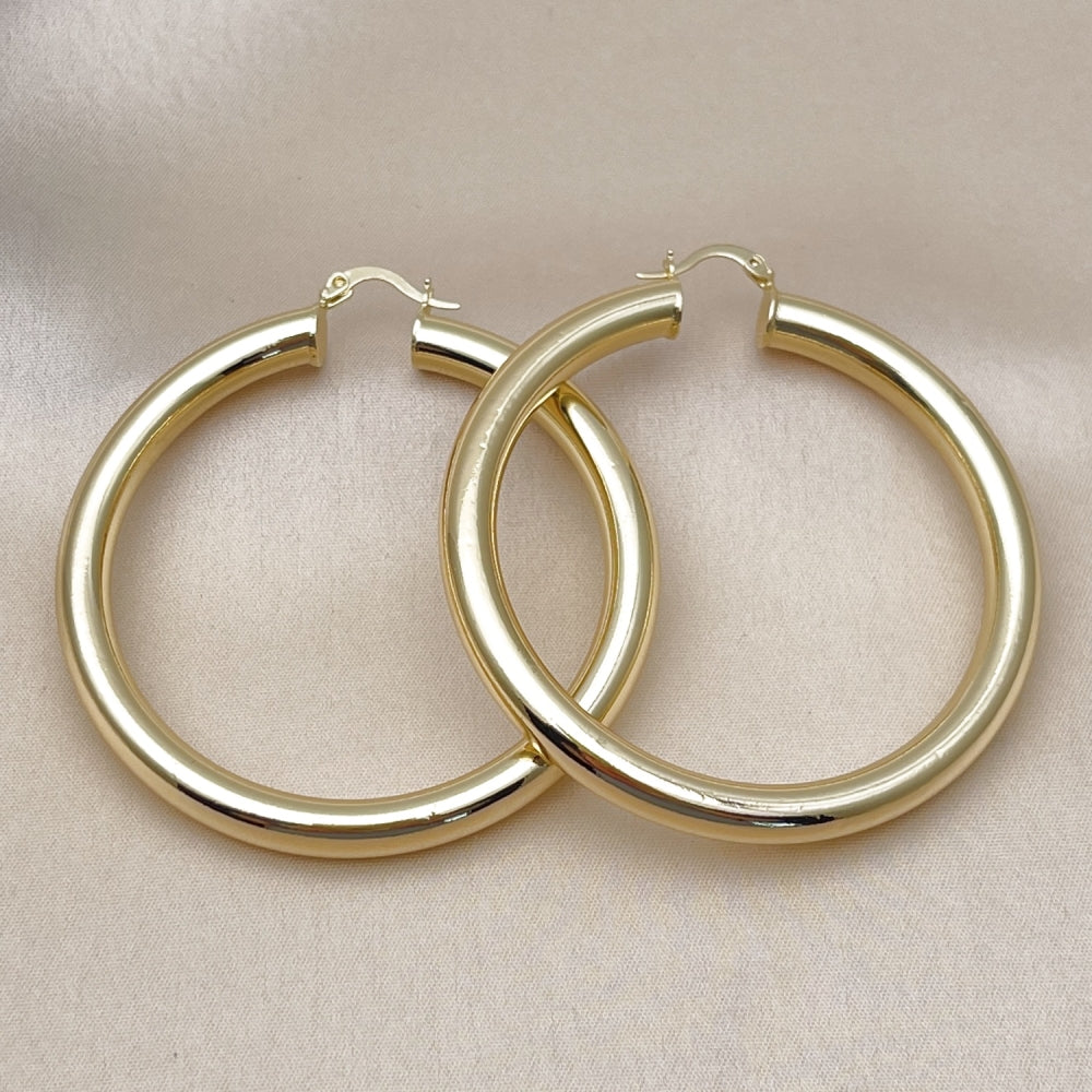 Oro Laminado Large Hoop, Gold Filled Style Hollow Design, Polished, Golden Finish