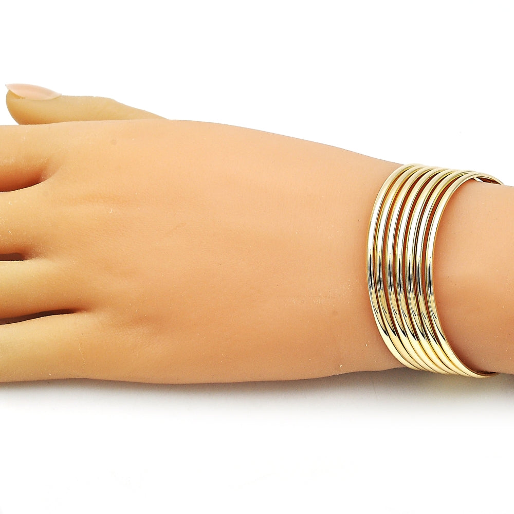 Oro Laminado Semanario Bangle, Gold Filled Style Polished, Golden Finish