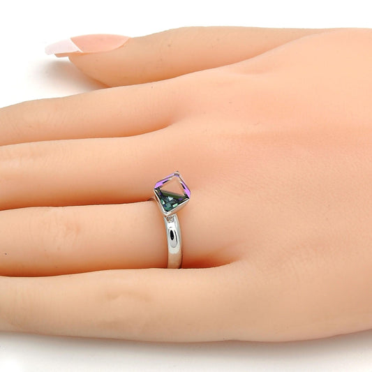 Rhodium Gold Filled Multi Stone Ring, with Heliotrope Swarovski Crystals, Polished, Rhodium Finish