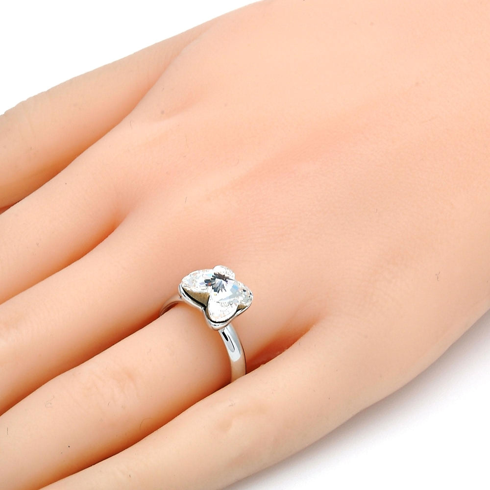 Rhodium Gold Filled Multi Stone Ring, Butterfly Design, with Crystal Swarovski Crystals, Polished, Rhodium Finish