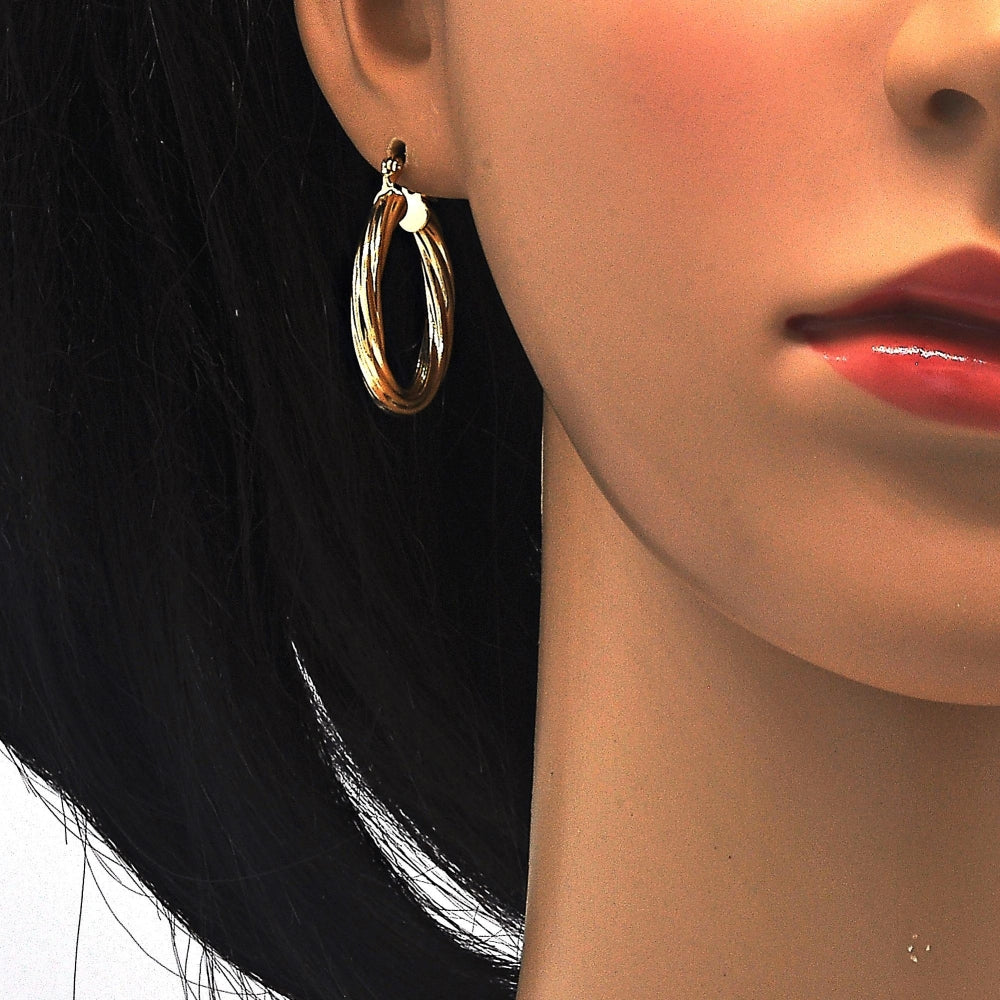 Oro Laminado Medium Hoop, Gold Filled Style Hollow Design, Polished, Golden Finish