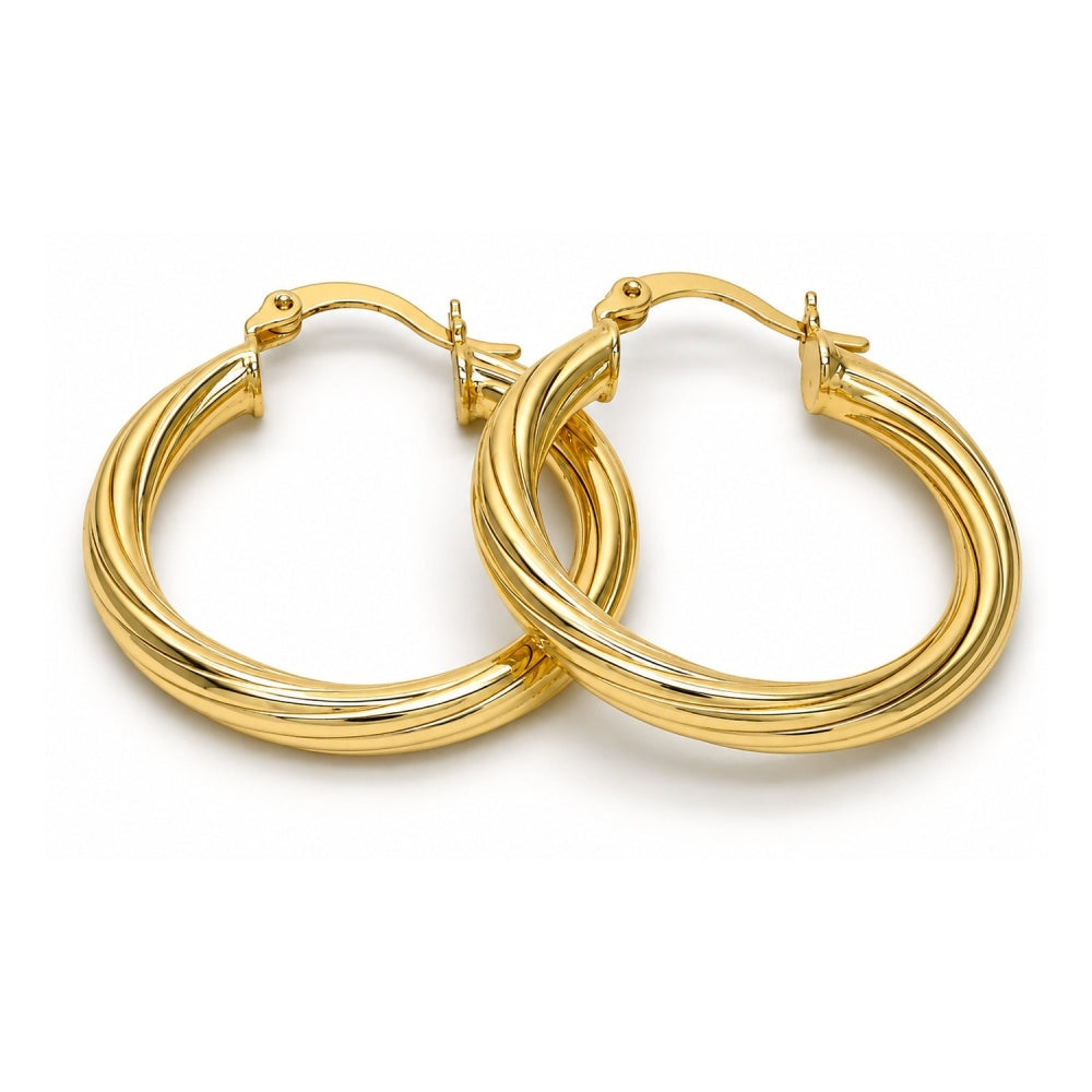 Oro Laminado Medium Hoop, Gold Filled Style Hollow Design, Polished, Golden Finish