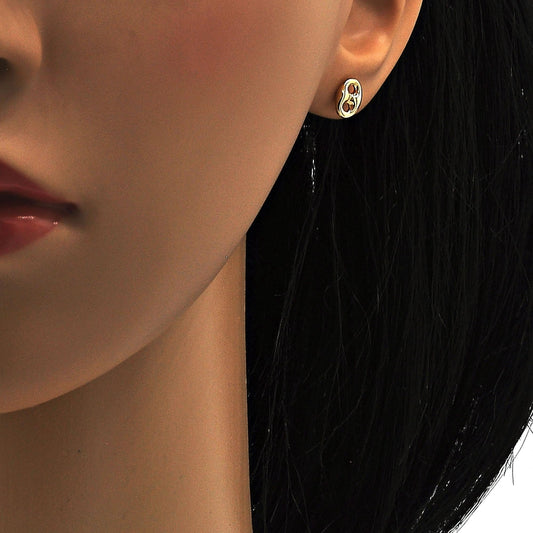 Oro Laminado Stud Earring, Gold Filled Style Puff Mariner Design, Polished, Golden Finish