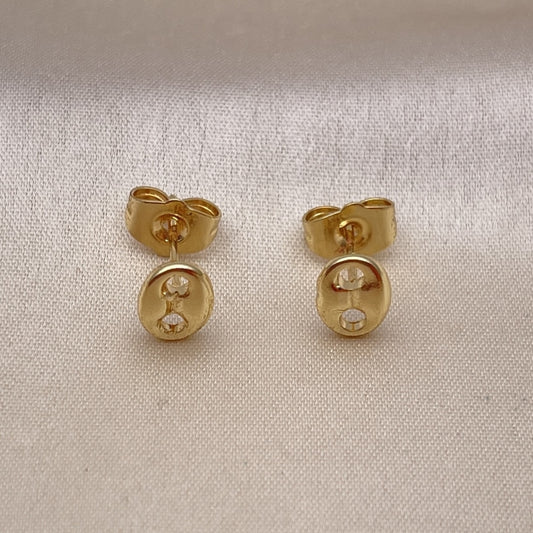 Oro Laminado Stud Earring, Gold Filled Style Puff Mariner Design, Polished, Golden Finish
