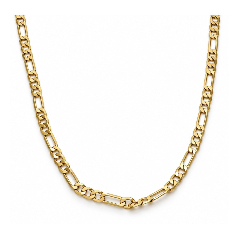 Gold Tone Basic Necklace, Figaro Design, Polished, Golden Finish